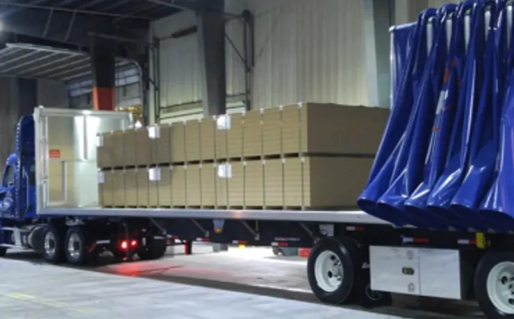 Conestoga trailer with its rolling tarp system